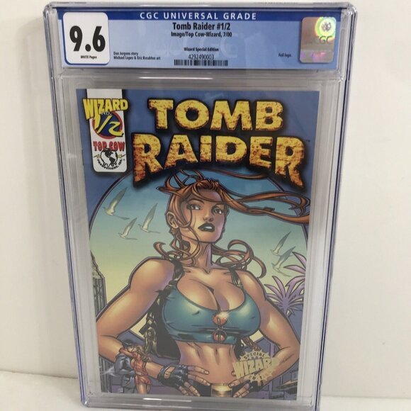 Tomb Raider Wizard 1/2 CGC Graded 9.6 Image Laura Croft Foil Special Comic - Picture 1 of 9